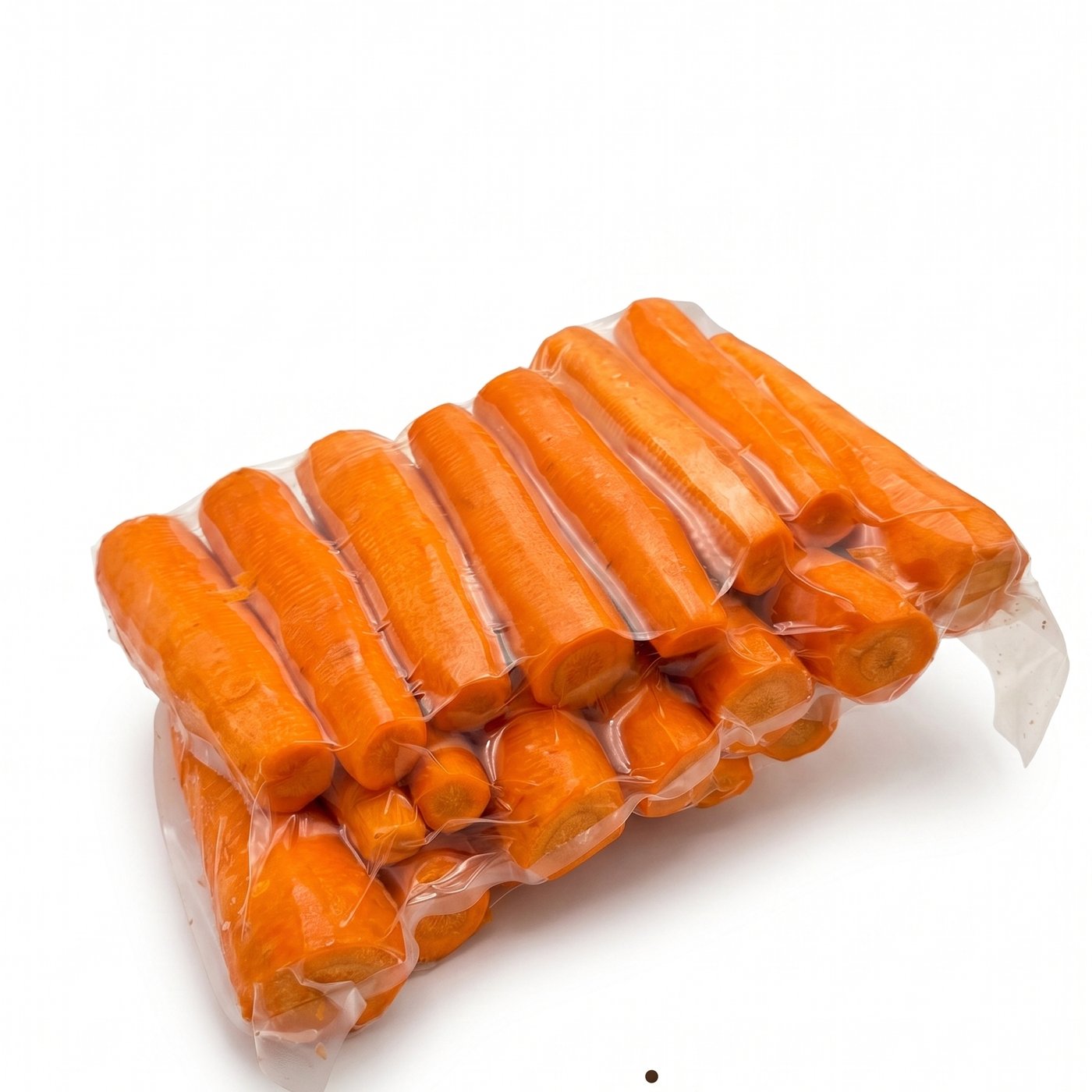 Cooked carrots in vacuum pack